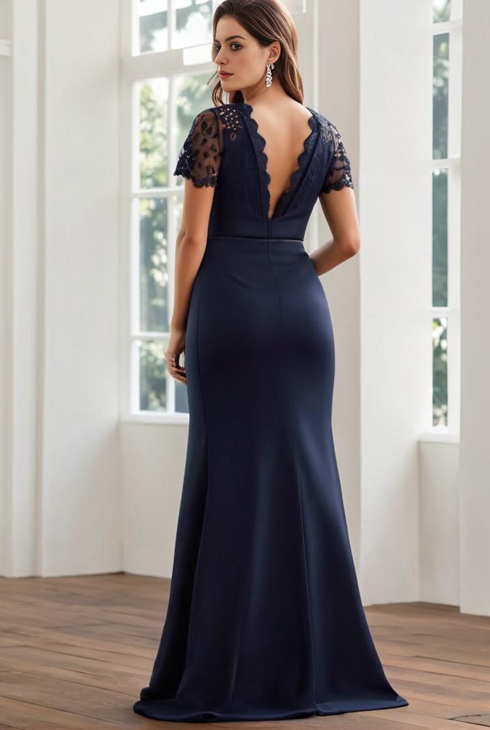 deep v neck sequin short sleeve high side front slit mother of the bride dress 139185