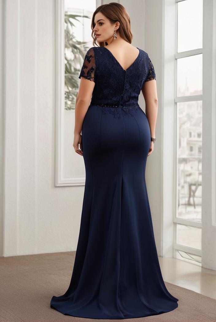 deep v neck sequin short sleeve high side front slit mother of the bride dress 139191