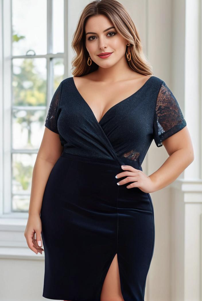 deep v neck sequin short sleeve high side front slit mother of the bride dress 139190