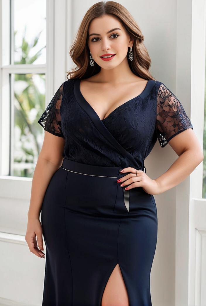 deep v neck sequin short sleeve high side front slit mother of the bride dress 139193