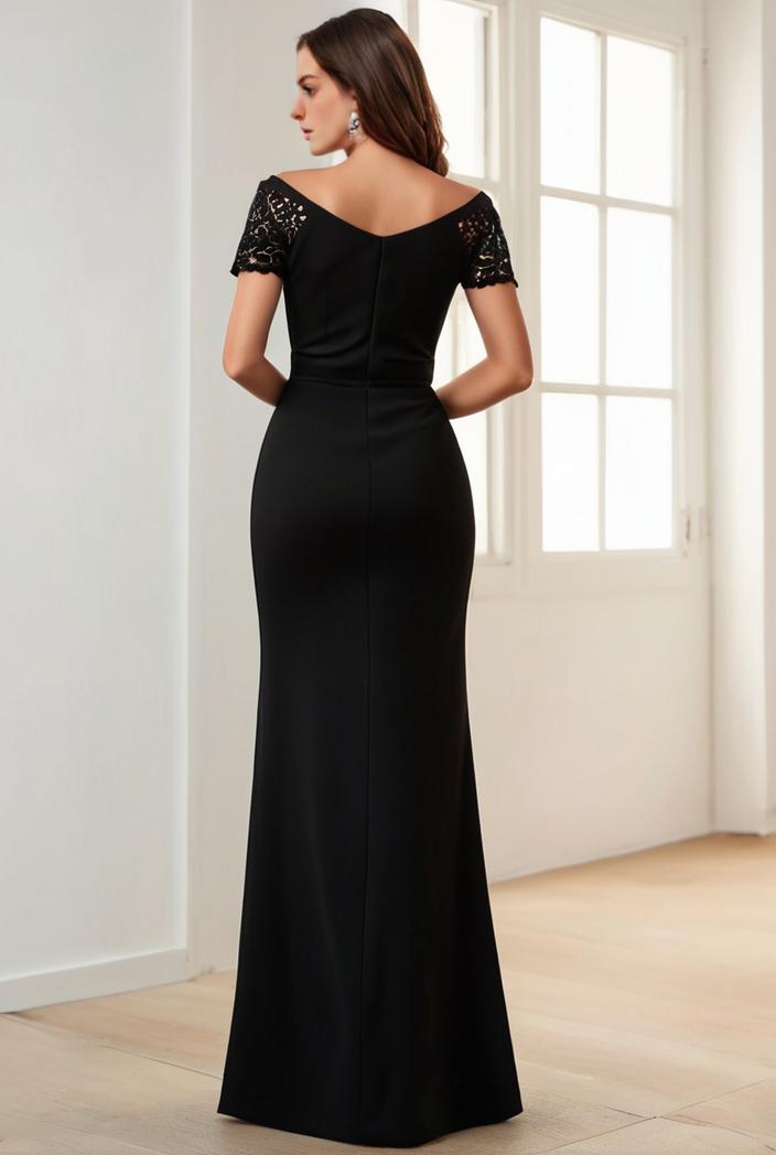 deep v neck sequin short sleeve high side front slit mother of the bride dress 139217