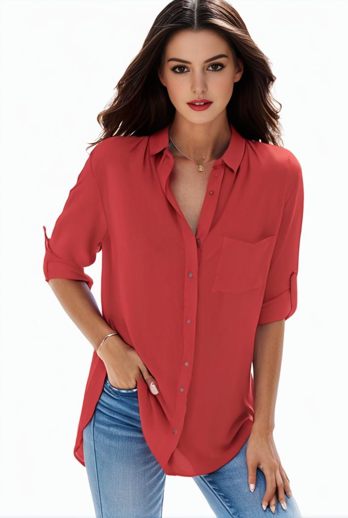 plus size formal shirt women s plus plain long sleeve turn down collar button up workwear shirt 147852
