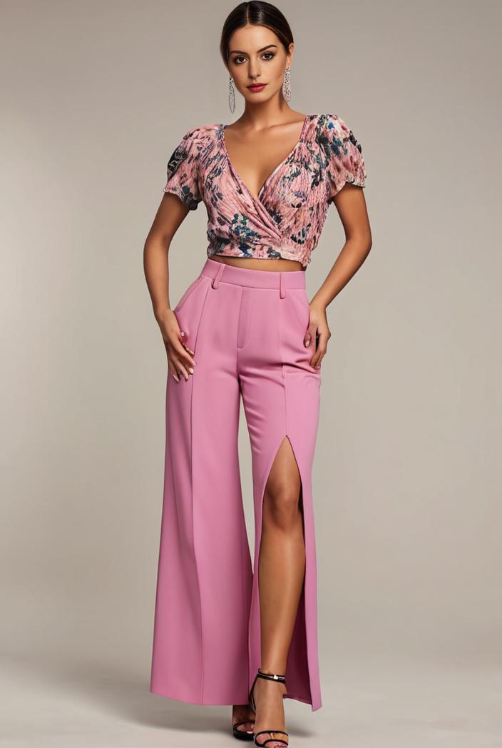 plus size front slit short sleeve with sequin mother of the bride dress 147967