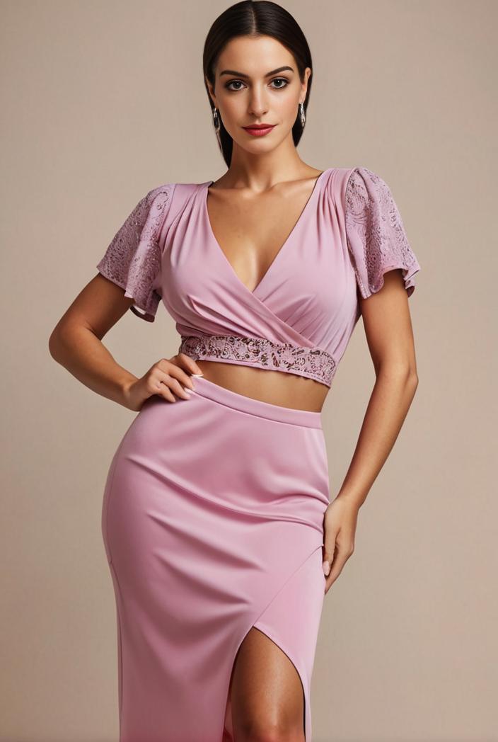 plus size front slit short sleeve with sequin mother of the bride dress 147976