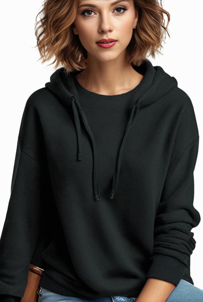 plus size casual hoodie women s plus solid ribbed long sleeve slight stretch hoodie drawstring sweatshirt 126239