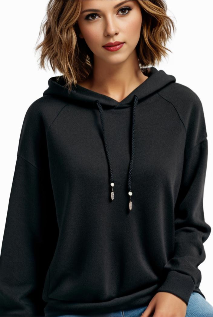 plus size casual hoodie women s plus solid ribbed long sleeve slight stretch hoodie drawstring sweatshirt 126240