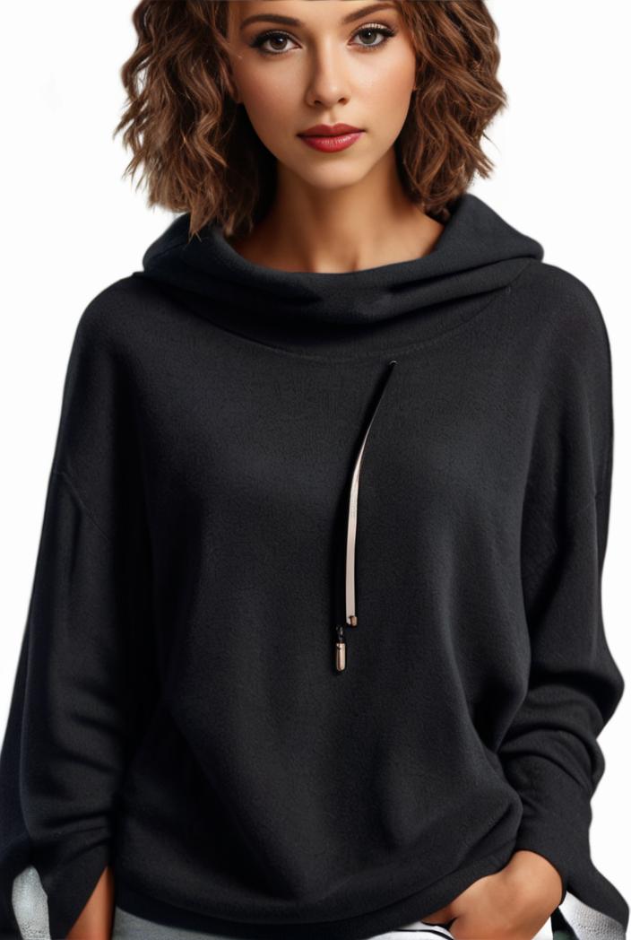 plus size casual hoodie women s plus solid ribbed long sleeve slight stretch hoodie drawstring sweatshirt 126241