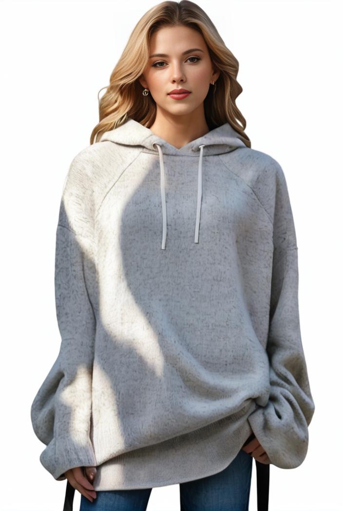 plus size casual hoodie women s plus solid ribbed long sleeve slight stretch hoodie drawstring sweatshirt 126260