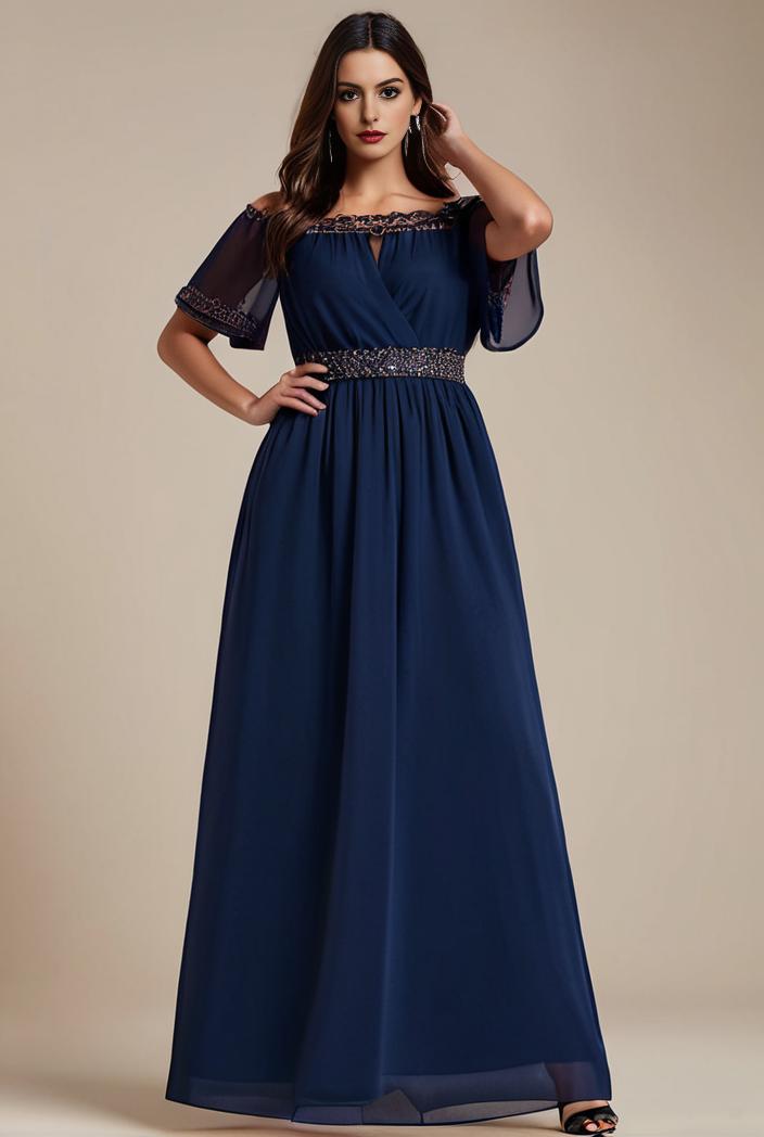 plus size simple chiffon pleated a line round neckline bridesmaid dress 149789