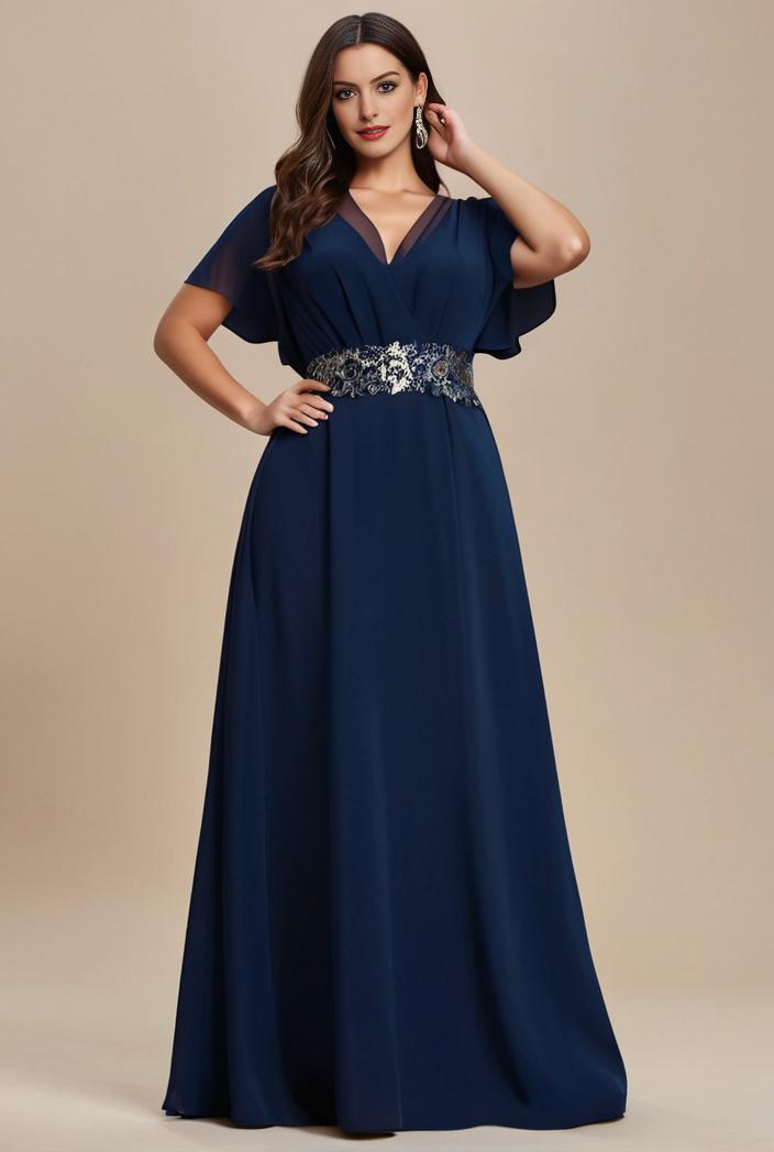 plus size simple chiffon pleated a line round neckline bridesmaid dress 149794