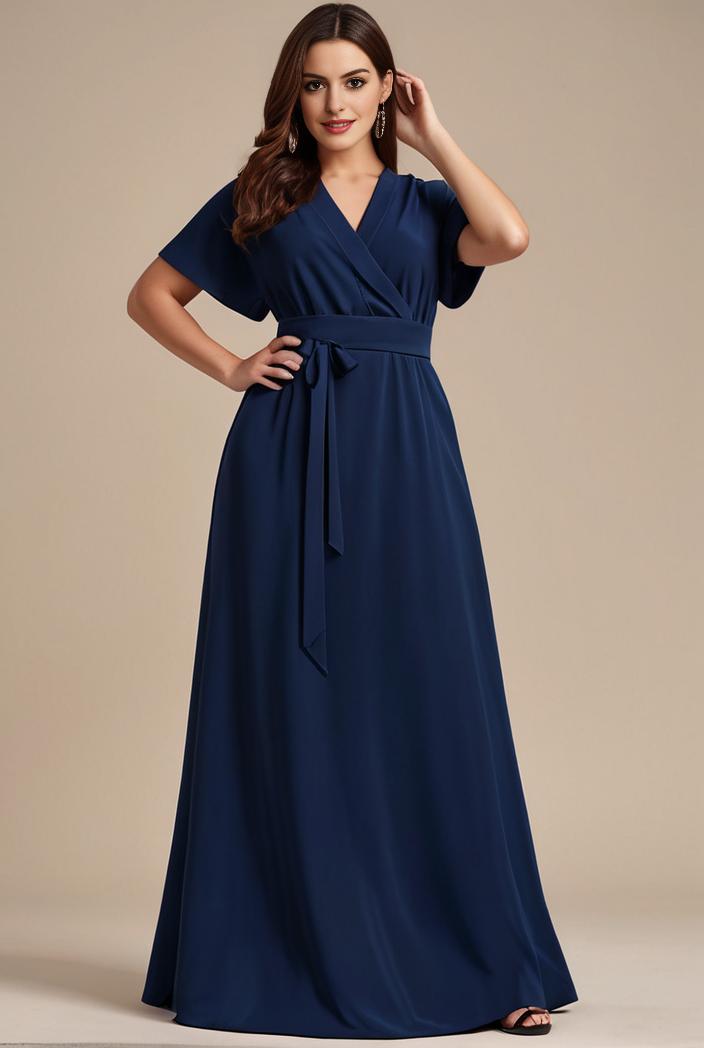 plus size simple chiffon pleated a line round neckline bridesmaid dress 149795