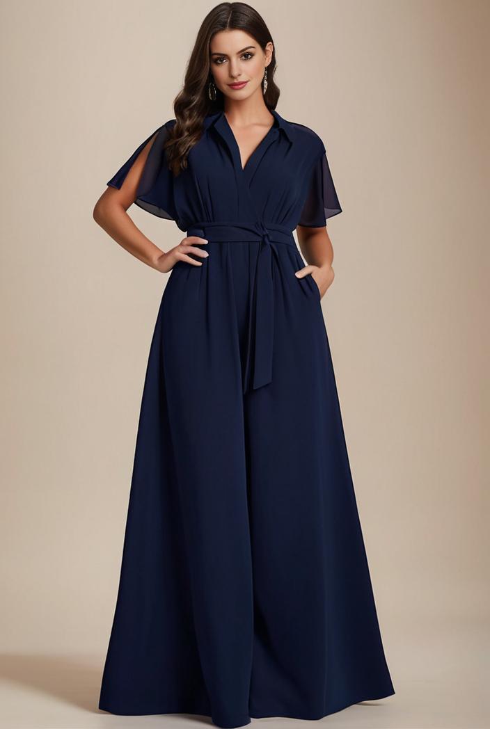 plus size simple chiffon pleated a line round neckline bridesmaid dress 149799