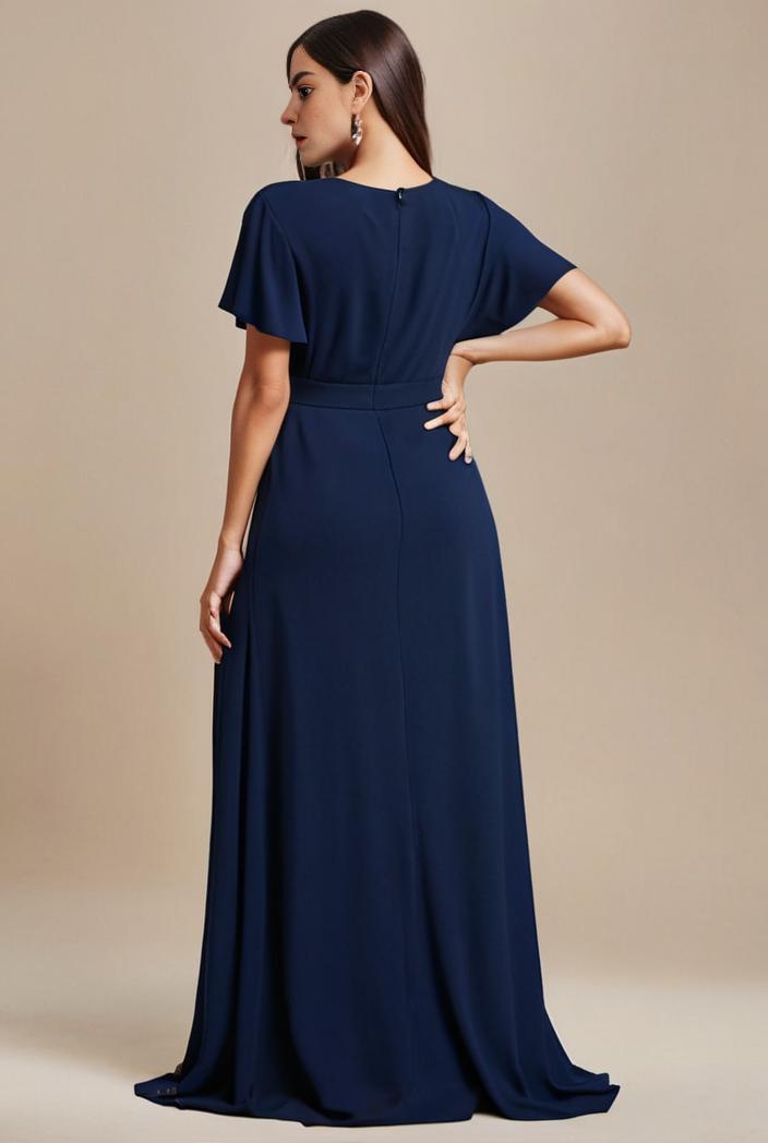 plus size simple chiffon pleated a line round neckline bridesmaid dress 149802