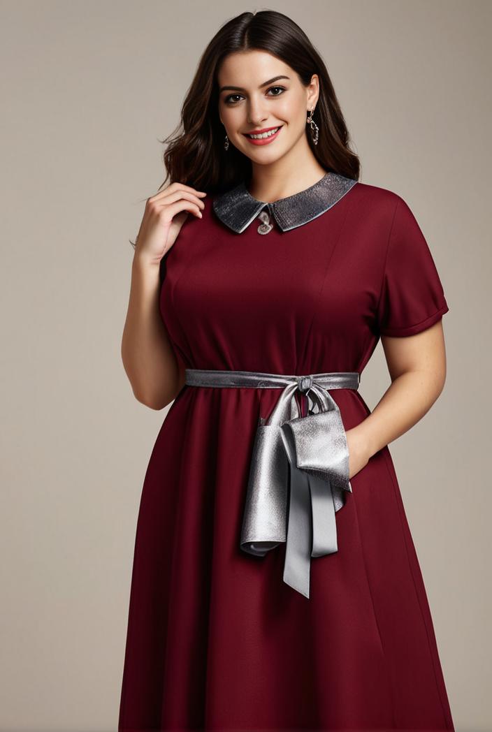 plus size simple chiffon pleated a line round neckline bridesmaid dress 149813