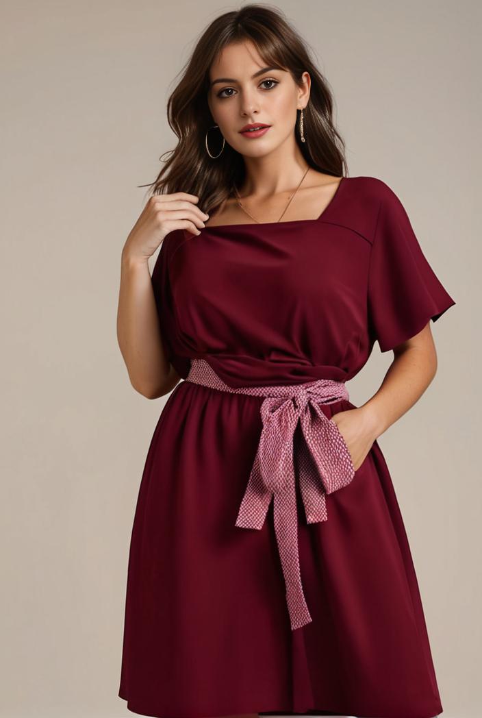 plus size simple chiffon pleated a line round neckline bridesmaid dress 149815