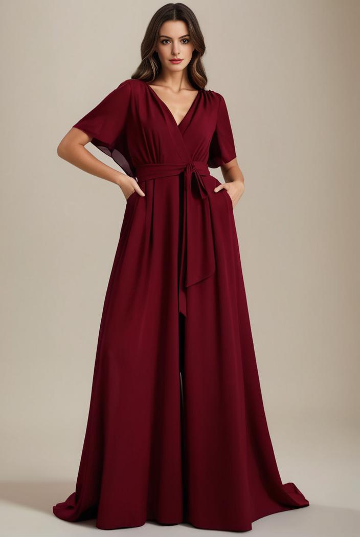 plus size simple chiffon pleated a line round neckline bridesmaid dress 149828