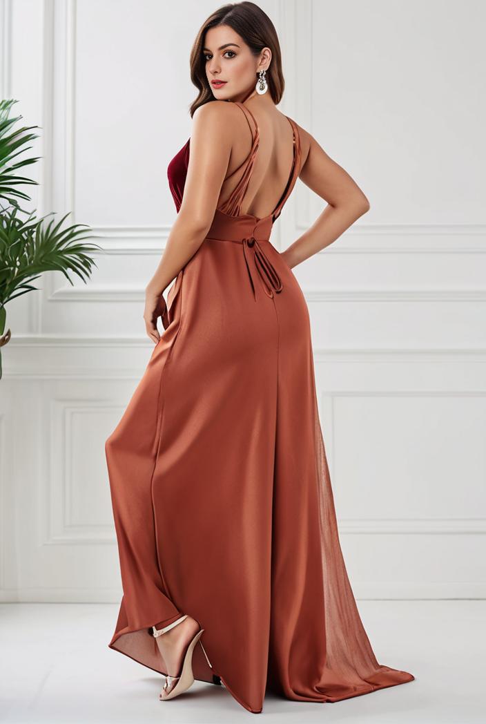 sleeveless v back tulle high low sequin appliques evening dresses 110678