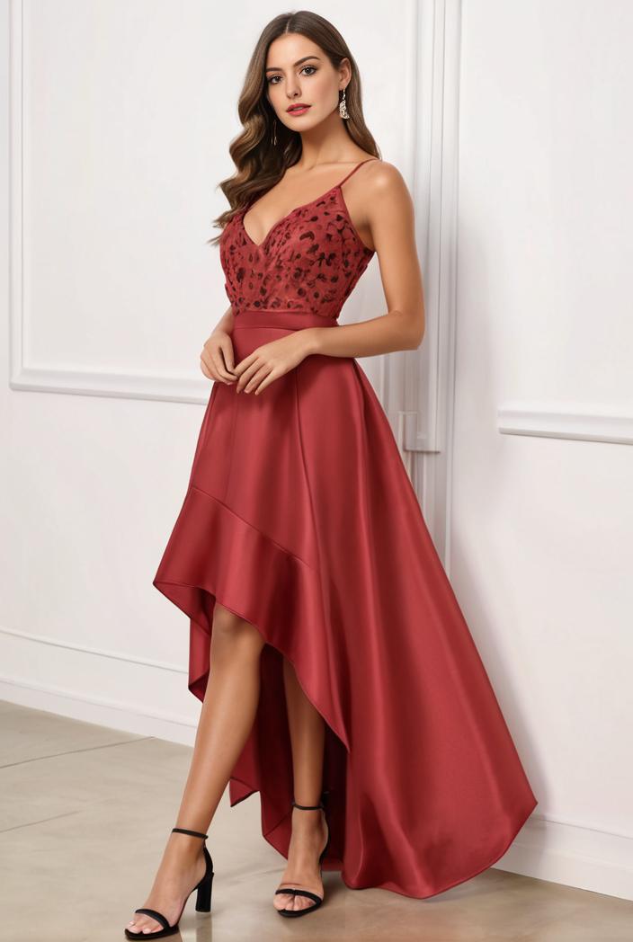 sleeveless v back tulle high low sequin appliques evening dresses 110722