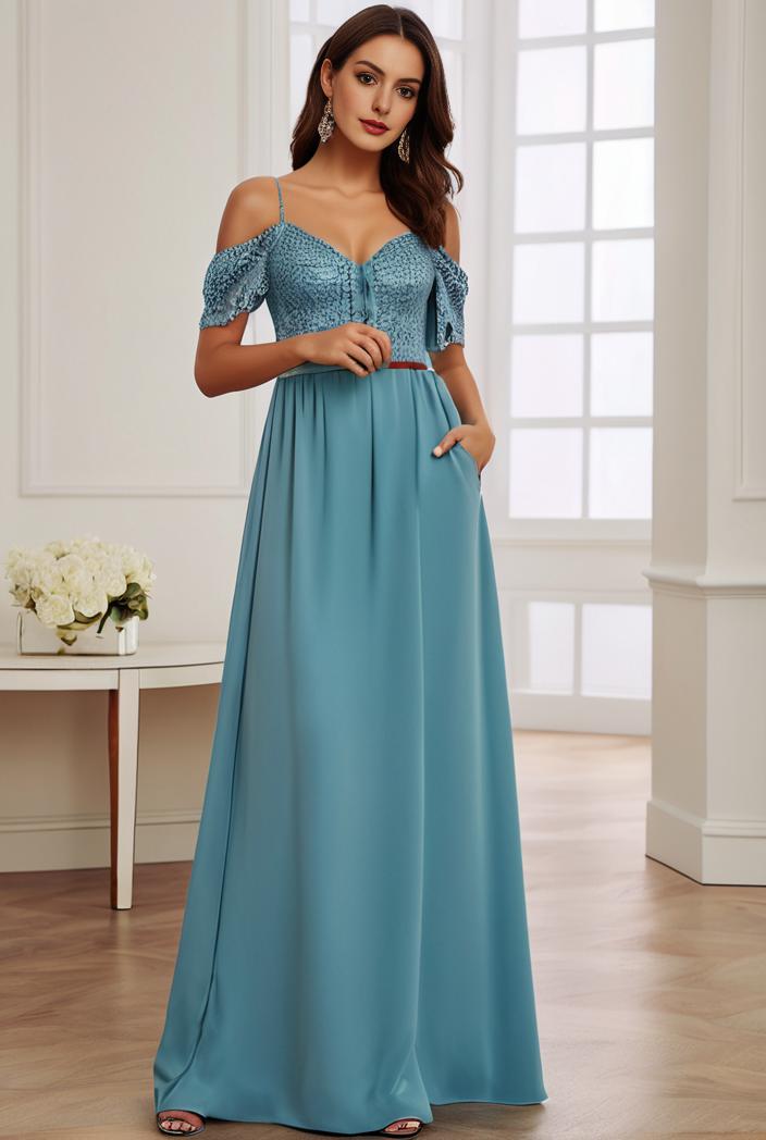 off shoulder spaghetti strap a line maternity dress 121272