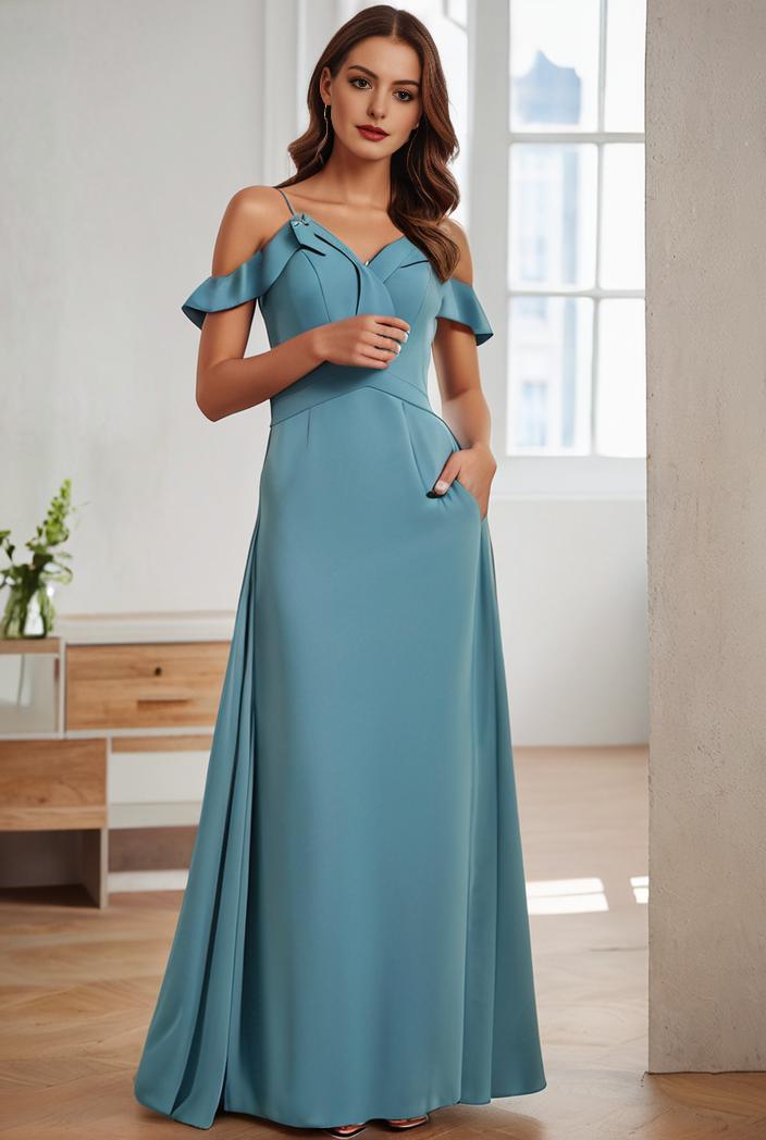 off shoulder spaghetti strap a line maternity dress 121276