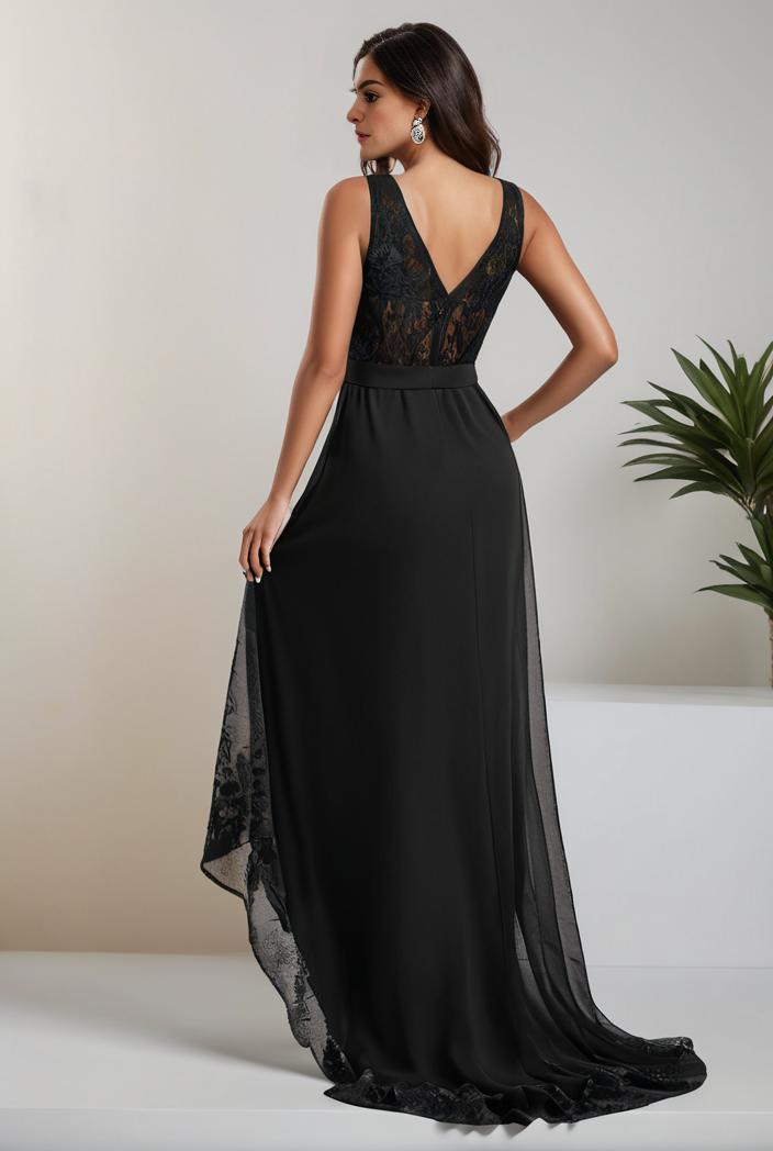 plus size sequin high low deep v neck tulle evening dresses 124605