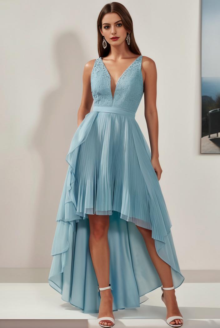 plus size sequin high low deep v neck tulle evening dresses 124632