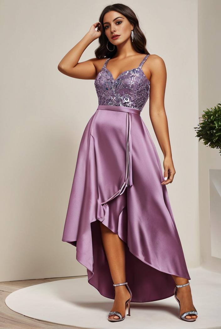 plus size sequin high low deep v neck tulle evening dresses 124657