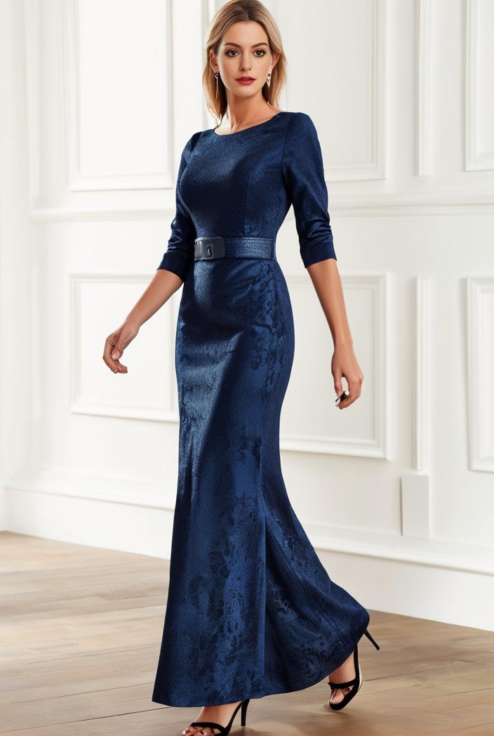 3 4 sleeve bodycon plunging back sequin evening dress 133137
