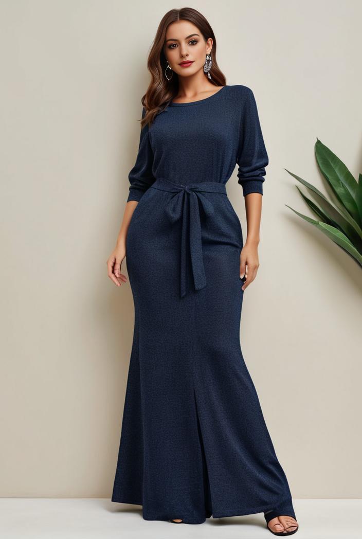 3 4 sleeve bodycon plunging back sequin evening dress 133145