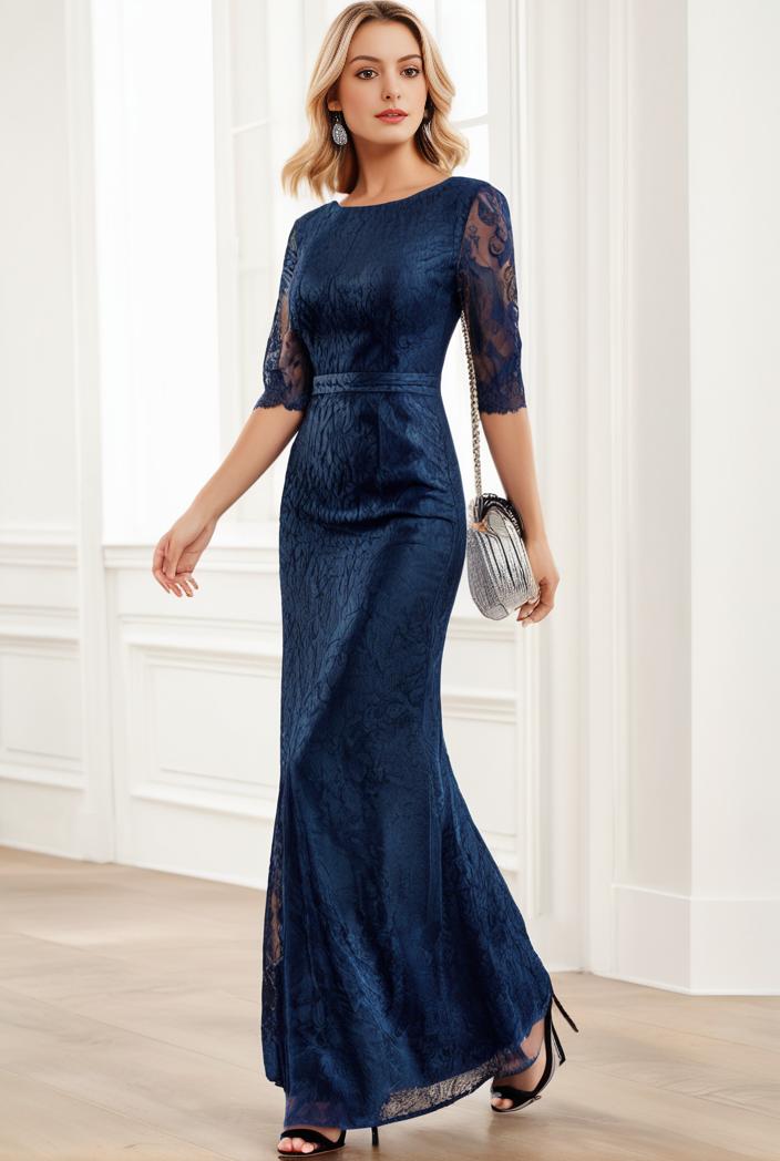 3 4 sleeve bodycon plunging back sequin evening dress 101892