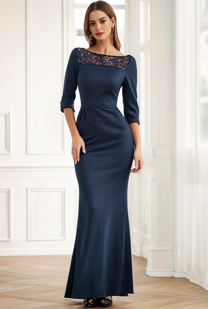 3 4 sleeve bodycon plunging back sequin evening dress 101921