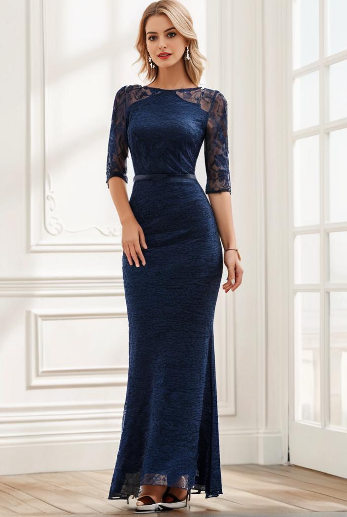 3 4 sleeve bodycon plunging back sequin evening dress 101923