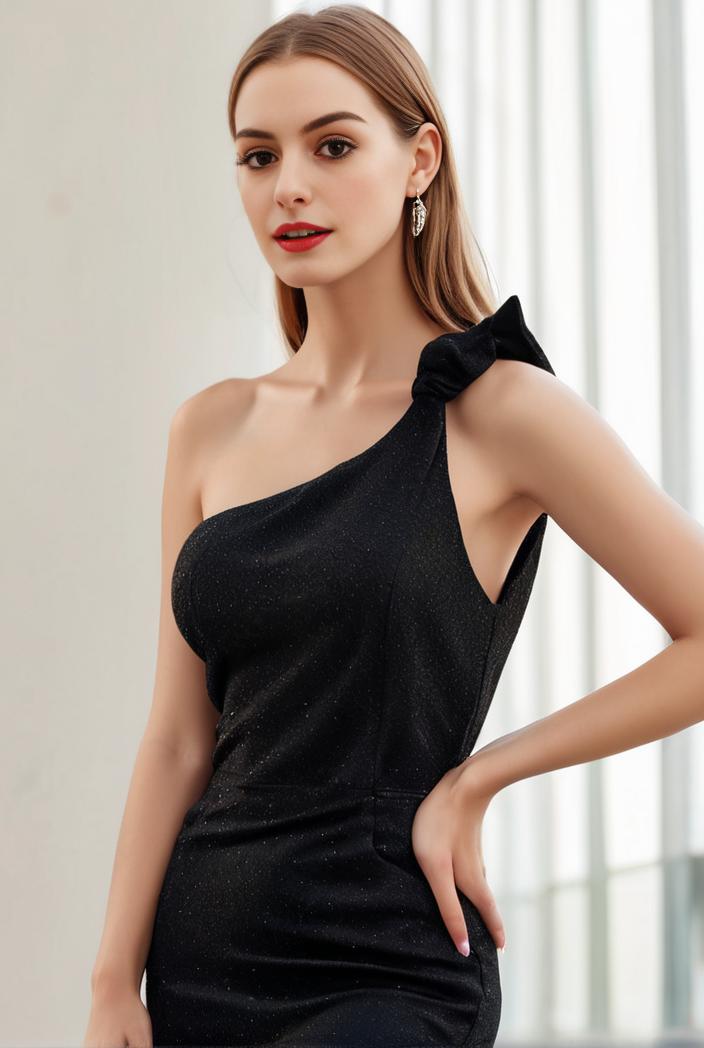 asymmetrical one shoulder feather bodycon sequin evening dress 101982