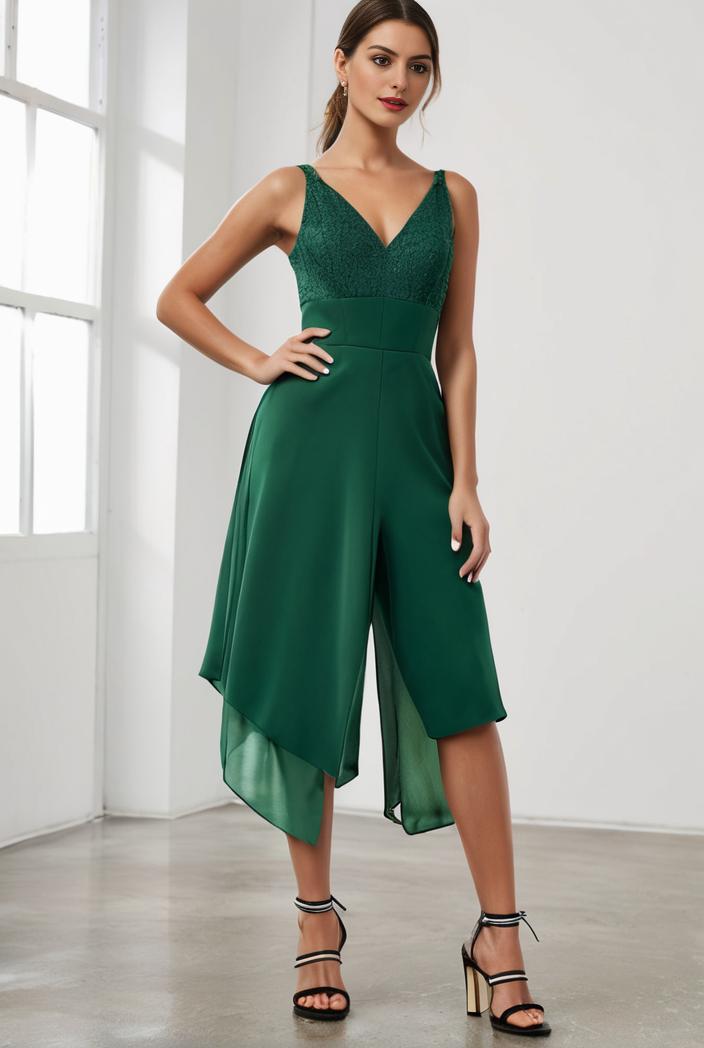 deep v neck lace chiffon bridesmaid dress with asymmetrical hem 103176