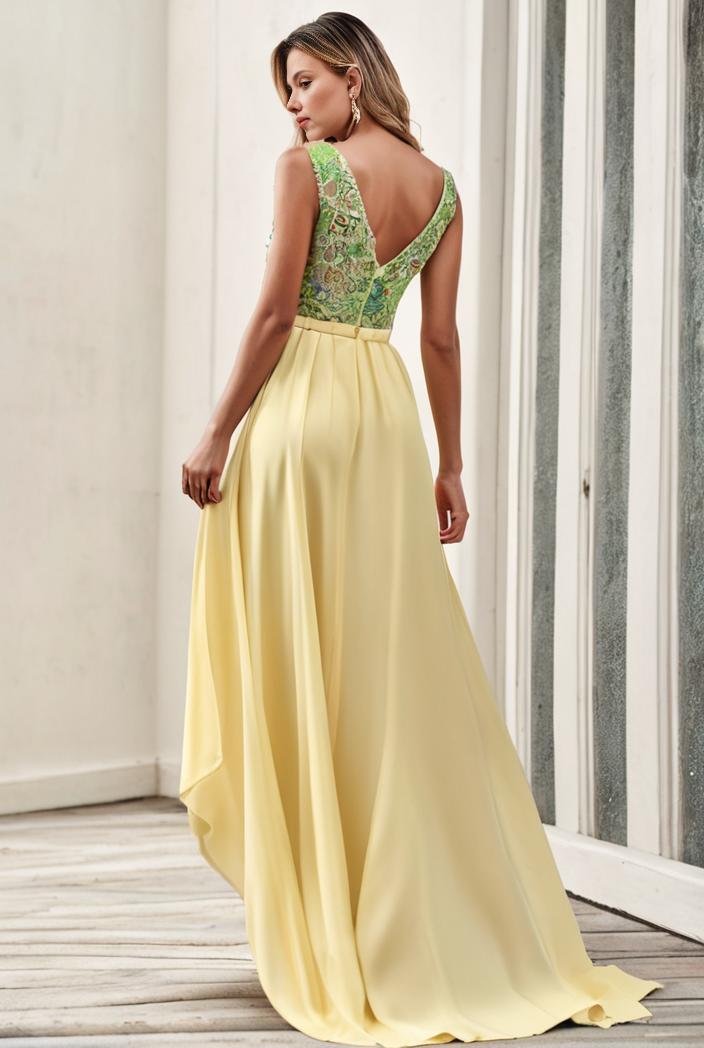 sleeveless v back tulle high low sequin appliques evening dresses 132936