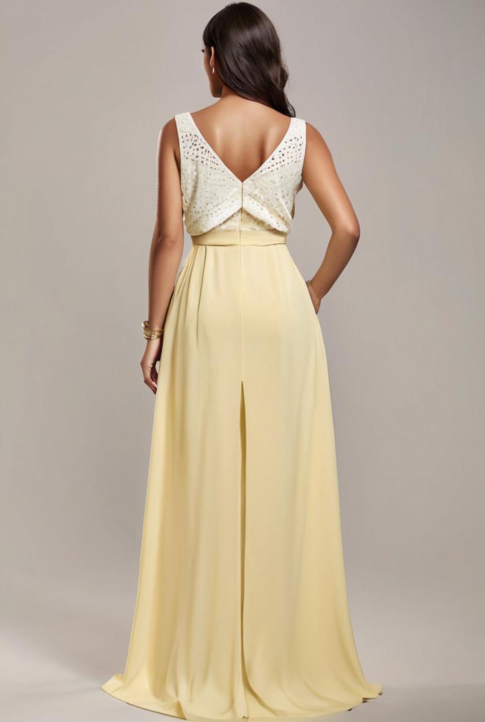 sleeveless v back tulle high low sequin appliques evening dresses 132974
