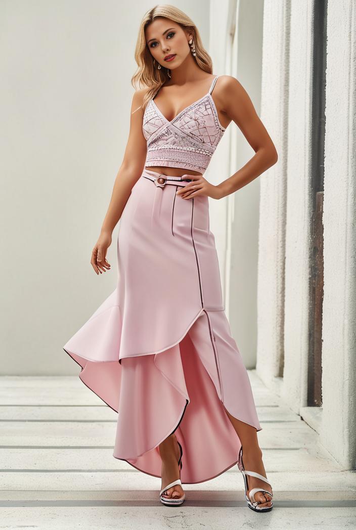 sleeveless v back tulle high low sequin appliques evening dresses 132996