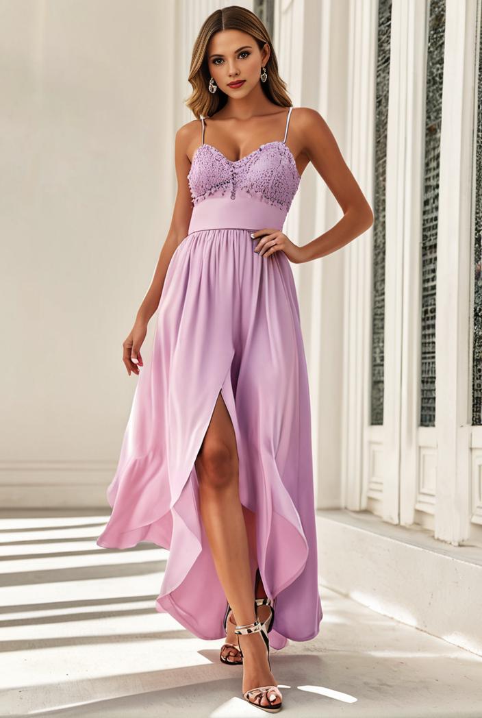 sleeveless v back tulle high low sequin appliques evening dresses 133004