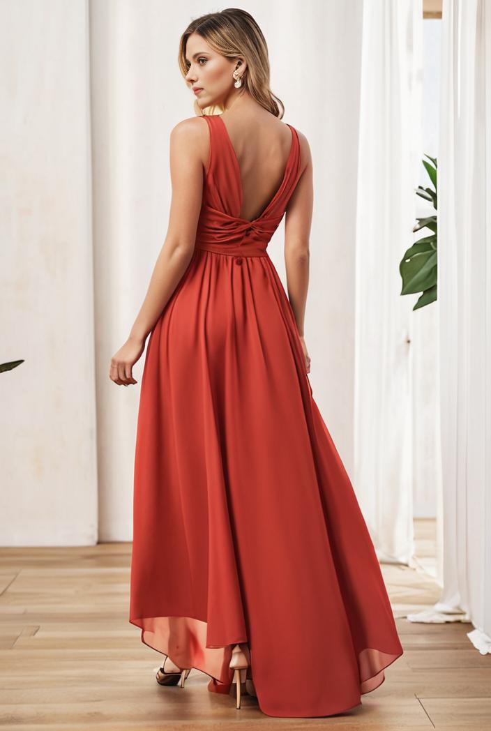 sleeveless v back tulle high low sequin appliques evening dresses 133008