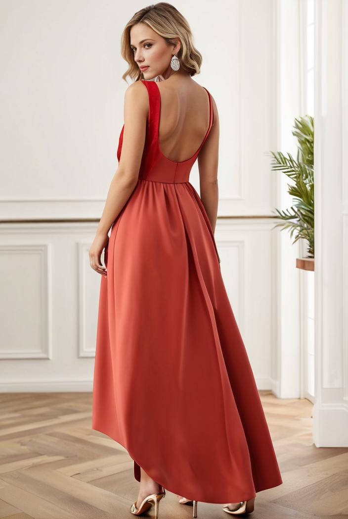 sleeveless v back tulle high low sequin appliques evening dresses 133009