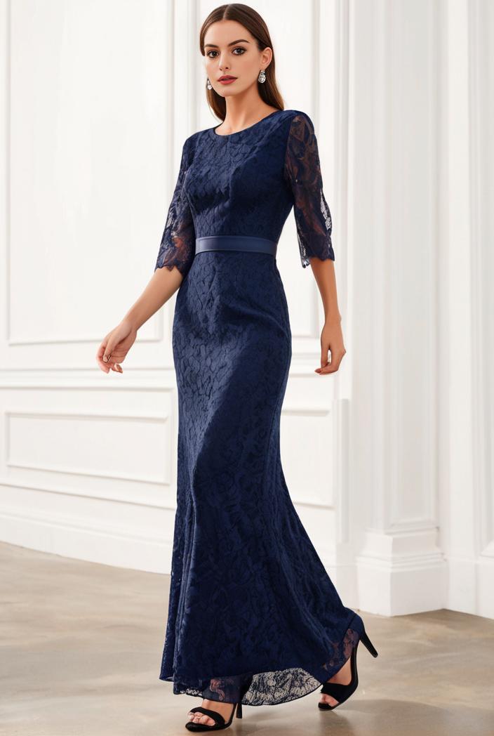 3 4 sleeve bodycon plunging back sequin evening dress 120651