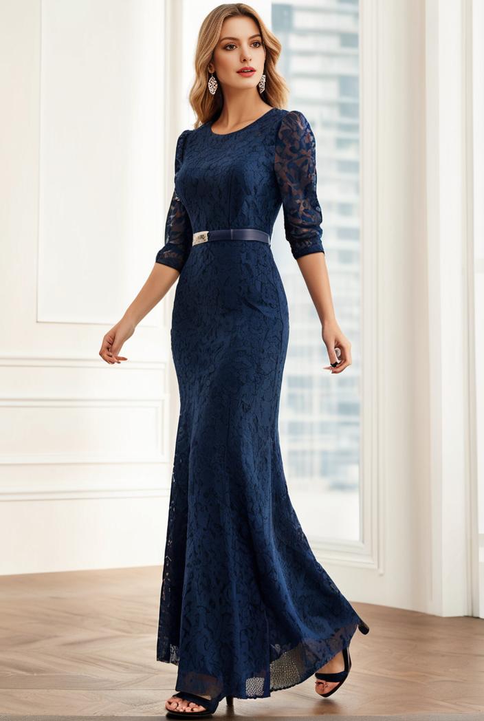 3 4 sleeve bodycon plunging back sequin evening dress 120652
