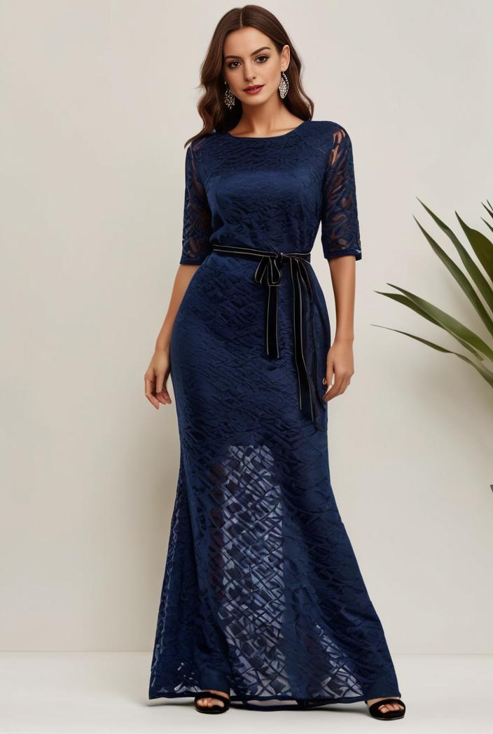 3 4 sleeve bodycon plunging back sequin evening dress 120658