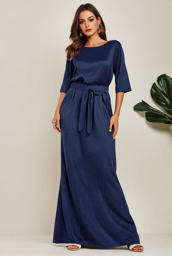 3 4 sleeve bodycon plunging back sequin evening dress 120659