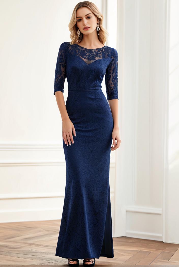 3 4 sleeve bodycon plunging back sequin evening dress 120676