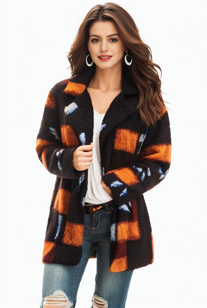plus size halloween coat women s pus allover cat pumpkin print long sleeve open front medium stretch cardigan overcoat 129681