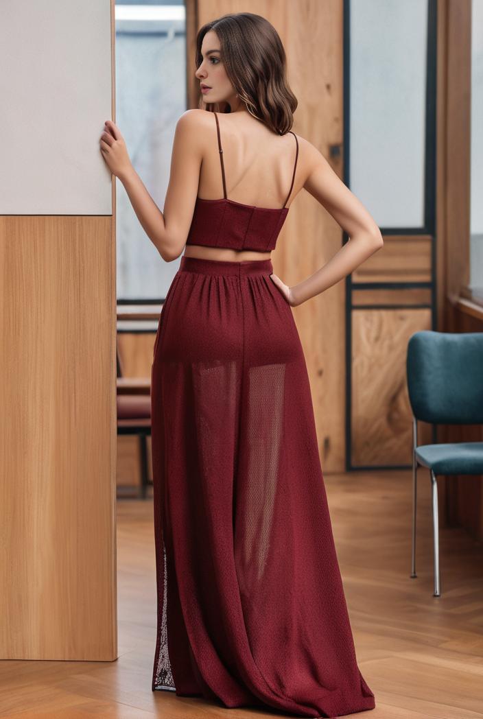 spaghetti strap 2 in 1 sheer evening dress 136224