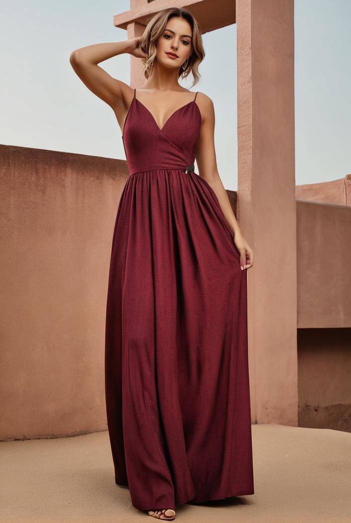 spaghetti strap 2 in 1 sheer evening dress 136249