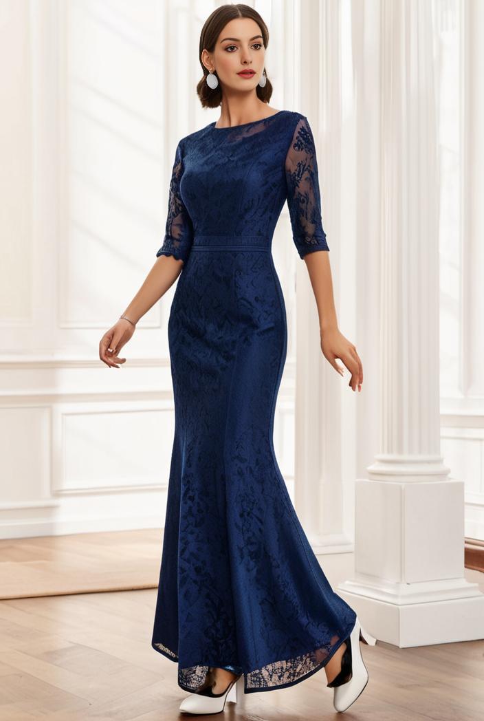 3 4 sleeve bodycon plunging back sequin evening dress 107846