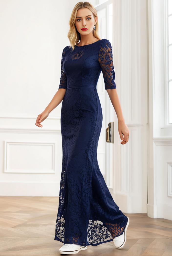 3 4 sleeve bodycon plunging back sequin evening dress 107850